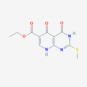 molecular formula C11H11N3O4S B12902788 Ethyl 2-(methylsulfanyl)-4,5-dioxo-1,4,5,8-tetrahydropyrido[2,3-d]pyrimidine-6-carboxylate CAS No. 34259-36-4