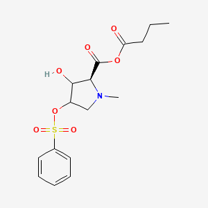 molecular formula C16H21NO7S B12902823 Butyric (2S)-3-hydroxy-1-methyl-4-((phenylsulfonyl)oxy)pyrrolidine-2-carboxylic anhydride 