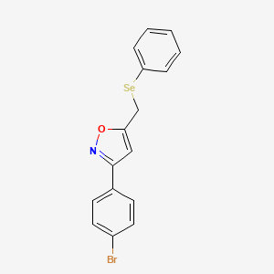 molecular formula C16H12BrNOSe B12902866 Isoxazole, 3-(4-bromophenyl)-5-[(phenylseleno)methyl]- CAS No. 833462-31-0