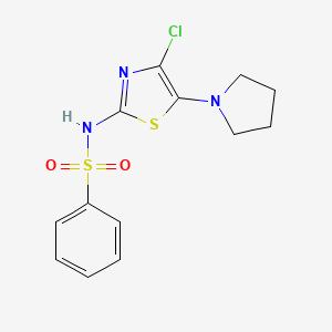 molecular formula C13H14ClN3O2S2 B12902961 Benzenesulfonamide, N-[4-chloro-5-(1-pyrrolidinyl)-2-thiazolyl]- CAS No. 828921-00-2