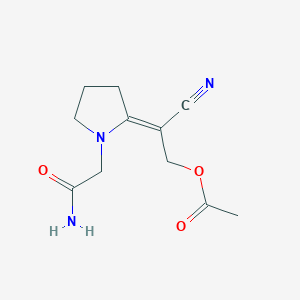 molecular formula C11H15N3O3 B12902986 2-(1-(2-Amino-2-oxoethyl)pyrrolidin-2-ylidene)-2-cyanoethyl acetate 