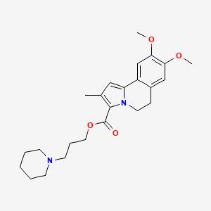 molecular formula C24H32N2O4 B12902998 Pyrrolo(2,1-a)isoquinoline-3-carboxylic acid, 5,6-dihydro-8,9-dimethoxy-2-methyl-, 3-piperidinopropyl ester CAS No. 20353-70-2