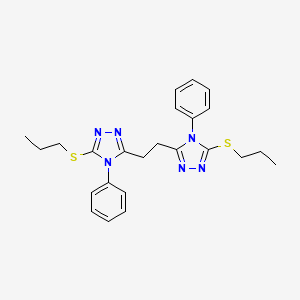 molecular formula C24H28N6S2 B12903006 1,2-Bis(4-phenyl-5-(propylthio)-4H-1,2,4-triazol-3-yl)ethane CAS No. 72743-90-9