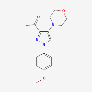 molecular formula C16H19N3O3 B12903039 Ethanone, 1-[1-(4-methoxyphenyl)-4-(4-morpholinyl)-1H-pyrazol-3-yl]- CAS No. 61323-10-2