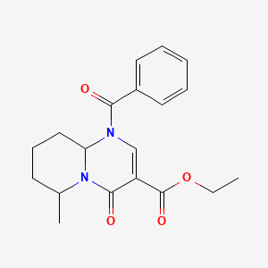 molecular formula C19H22N2O4 B12903097 Ethyl 1-benzoyl-6-methyl-4-oxo-1,6,7,8,9,9a-hexahydro-4h-pyrido[1,2-a]pyrimidine-3-carboxylate CAS No. 33499-12-6