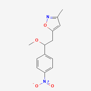 molecular formula C13H14N2O4 B12903120 Isoxazole, 5-[2-methoxy-2-(4-nitrophenyl)ethyl]-3-methyl- CAS No. 61449-22-7