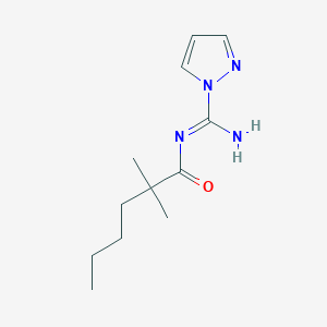 molecular formula C12H20N4O B12903143 N-[amino(pyrazol-1-yl)methylidene]-2,2-dimethylhexanamide 
