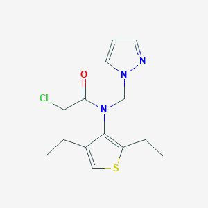 molecular formula C14H18ClN3OS B12903255 2-Chloro-N-(2,4-diethylthiophen-3-yl)-N-[(1H-pyrazol-1-yl)methyl]acetamide CAS No. 87674-84-8