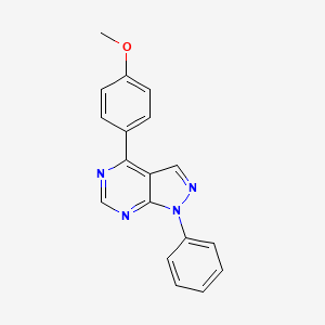 molecular formula C18H14N4O B12903263 4-(4-Methoxyphenyl)-1-phenyl-1H-pyrazolo[3,4-d]pyrimidine CAS No. 87412-76-8