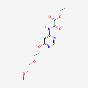 molecular formula C13H19N3O6 B12903266 Ethyl ((6-(2-(2-methoxyethoxy)ethoxy)-4-pyrimidinyl)amino)oxoacetate CAS No. 75274-28-1