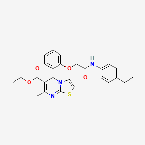 molecular formula C26H27N3O4S B12903284 Ethyl 5-{2-[2-(4-ethylanilino)-2-oxoethoxy]phenyl}-7-methyl-5H-[1,3]thiazolo[3,2-a]pyrimidine-6-carboxylate CAS No. 5439-54-3