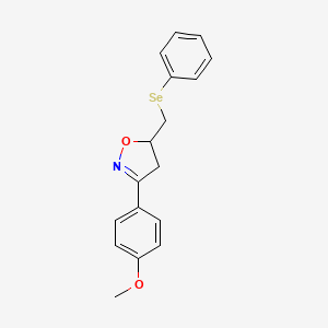 molecular formula C17H17NO2Se B12903358 Isoxazole, 4,5-dihydro-3-(4-methoxyphenyl)-5-[(phenylseleno)methyl]- CAS No. 828939-56-6