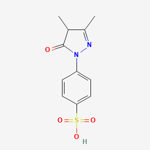 molecular formula C11H12N2O4S B12903376 Benzenesulfonic acid, 4-(4,5-dihydro-3,4-dimethyl-5-oxo-1H-pyrazol-1-yl)- CAS No. 38254-74-9