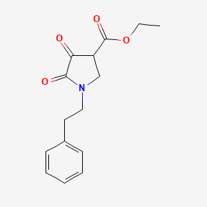molecular formula C15H17NO4 B12903388 Ethyl 4,5-dioxo-1-(2-phenylethyl)pyrrolidine-3-carboxylate CAS No. 54799-37-0
