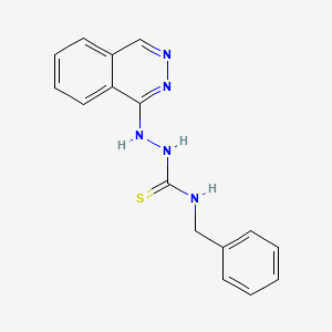 molecular formula C16H15N5S B12903400 Hydrazinecarbothioamide, N-(phenylmethyl)-2-(1-phthalazinyl)- CAS No. 61051-55-6