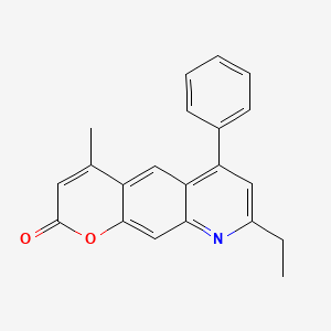 molecular formula C21H17NO2 B12903419 2H-Pyrano[3,2-g]quinolin-2-one, 8-ethyl-4-methyl-6-phenyl- CAS No. 647841-84-7
