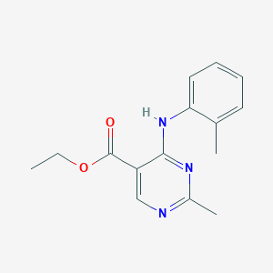 molecular formula C15H17N3O2 B12903427 Ethyl 2-methyl-4-(2-methylanilino)pyrimidine-5-carboxylate CAS No. 69731-61-9