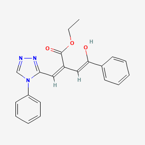 molecular formula C21H19N3O3 B12903496 Ethyl 4-oxo-4-phenyl-2-((4-phenyl-1H-1,2,4-triazol-5(4H)-ylidene)methyl)but-2-enoate 