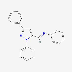 molecular formula C22H17N3 B12903498 Benzenamine, N-[(1,3-diphenyl-1H-pyrazol-5-yl)methylene]- CAS No. 89185-68-2