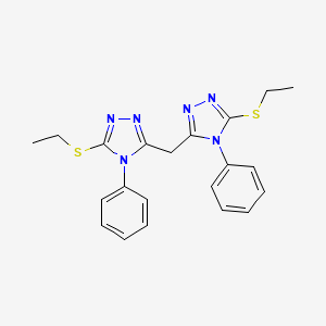 molecular formula C21H22N6S2 B12903540 Bis(5-(ethylthio)-4-phenyl-4H-1,2,4-triazol-3-yl)methane CAS No. 62575-57-9