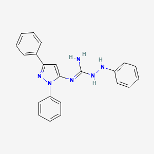 molecular formula C22H20N6 B12903546 N-(1,3-Diphenyl-1H-pyrazol-5-yl)-2-phenylhydrazinecarboximidamide 