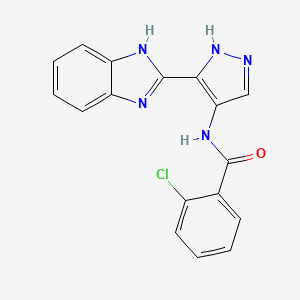 molecular formula C17H12ClN5O B12903597 N-[3-(2H-Benzimidazol-2-ylidene)-2,3-dihydro-1H-pyrazol-4-yl]-2-chlorobenzamide CAS No. 825617-66-1