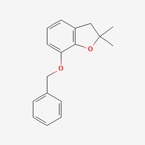 molecular formula C17H18O2 B12903633 Benzofuran, 2,3-dihydro-2,2-dimethyl-7-(phenylmethoxy)- CAS No. 835629-22-6