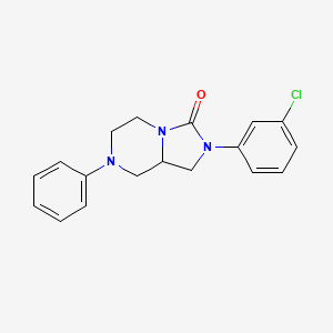 molecular formula C18H18ClN3O B12903657 Hexahydro-2-(3-chlorophenyl)-7-phenylimidazo(1,5-a)pyrazin-3(2H)-one CAS No. 91532-92-2