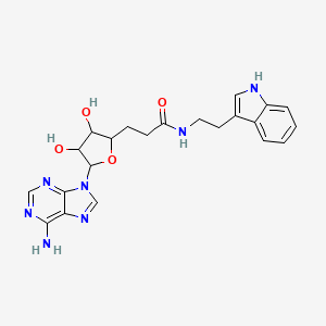 molecular formula C22H25N7O4 B12903787 N-(2-(1H-Indol-3-yl)ethyl)-3-(5-(6-amino-9H-purin-9-yl)-3,4-dihydroxytetrahydrofuran-2-yl)propanamide CAS No. 92123-22-3