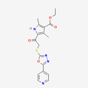 molecular formula C18H18N4O4S B12903820 Ethyl 2,4-dimethyl-5-({[5-(pyridin-4-yl)-1,3,4-oxadiazol-2-yl]sulfanyl}acetyl)-1H-pyrrole-3-carboxylate CAS No. 785711-83-3