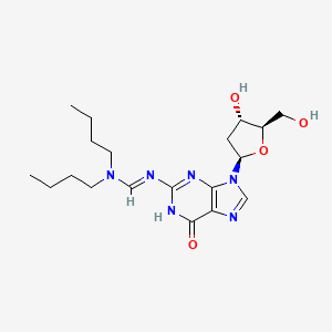 molecular formula C19H30N6O4 B12903836 N,N-dibutyl-N'-[9-[(2R,4S,5R)-4-hydroxy-5-(hydroxymethyl)oxolan-2-yl]-6-oxo-1H-purin-2-yl]methanimidamide 