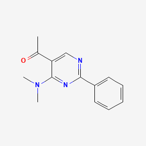 molecular formula C14H15N3O B12903858 Ethanone, 1-[4-(dimethylamino)-2-phenyl-5-pyrimidinyl]- CAS No. 823792-33-2