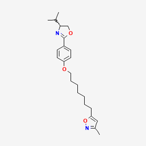 molecular formula C23H32N2O3 B12903909 Isoxazole, 5-(7-(4-((4R)-4,5-dihydro-4-(1-methylethyl)-2-oxazolyl)phenoxy)heptyl)-3-methyl- CAS No. 112270-44-7