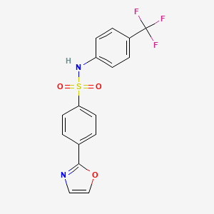 molecular formula C16H11F3N2O3S B12903915 Benzenesulfonamide, 4-(2-oxazolyl)-N-[4-(trifluoromethyl)phenyl]- CAS No. 646039-66-9