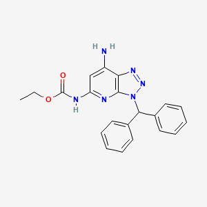 molecular formula C21H20N6O2 B12903995 Ethyl (7-amino-3-benzhydryl-3H-[1,2,3]triazolo[4,5-b]pyridin-5-yl)carbamate CAS No. 38359-81-8