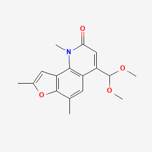 molecular formula C17H19NO4 B12903997 Furo[2,3-h]quinolin-2(1H)-one, 4-(dimethoxymethyl)-1,6,8-trimethyl- CAS No. 828277-21-0