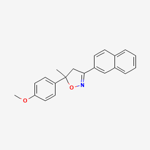 molecular formula C21H19NO2 B12904019 Isoxazole, 4,5-dihydro-5-(4-methoxyphenyl)-5-methyl-3-(2-naphthalenyl)- CAS No. 653601-89-9