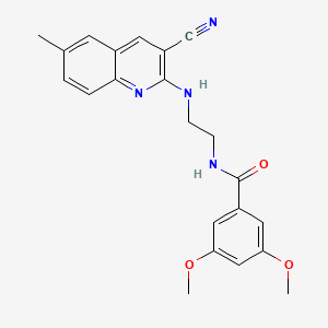 molecular formula C22H22N4O3 B12904093 N-(2-((3-Cyano-6-methylquinolin-2-yl)amino)ethyl)-3,5-dimethoxybenzamide CAS No. 606105-52-6