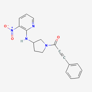 molecular formula C18H16N4O3 B12904142 1-(3-((3-Nitropyridin-2-yl)amino)pyrrolidin-1-yl)-3-phenylprop-2-yn-1-one CAS No. 833452-25-8