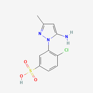 molecular formula C10H10ClN3O3S B12904252 Benzenesulfonic acid, 3-(5-amino-3-methyl-1H-pyrazol-1-yl)-4-chloro- CAS No. 68227-68-9
