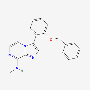 molecular formula C20H18N4O B12904324 Imidazo[1,2-a]pyrazin-8-amine, N-methyl-3-[2-(phenylmethoxy)phenyl]- CAS No. 787590-81-2