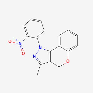 molecular formula C17H13N3O3 B12904497 3-Methyl-1-(2-nitrophenyl)-1,4-dihydro[1]benzopyrano[4,3-c]pyrazole CAS No. 654650-92-7