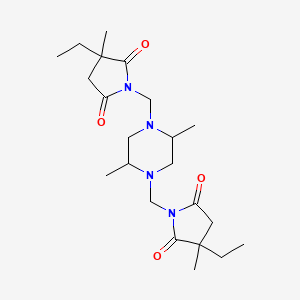 molecular formula C22H36N4O4 B12904594 trans-N,N'-((2,5-Dimethyl-1,4-piperazinediyl)dimethylene)bis(2-ethyl-2-methylsuccinimide) CAS No. 33001-95-5
