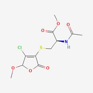 molecular formula C11H14ClNO6S B12904607 N-Acetyl-S-(4-chloro-2,5-dihydro-5-methoxy-2-oxo-3-furanyl)-L-cysteine methyl ester CAS No. 142762-81-0