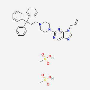 molecular formula C35H42N6O6S2 B12904897 9-Allyl-2-(4-(2-tritylethyl)-1-piperazinyl)-9H-purine dimethanesulfonate CAS No. 37425-13-1
