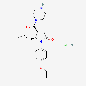 molecular formula C20H30ClN3O3 B12904905 Piperazine, 1-((1-(4-ethoxyphenyl)-5-oxo-2-propyl-3-pyrrolidinyl)carbonyl)-, hydrochloride, trans- CAS No. 38124-08-2