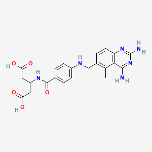 molecular formula C22H24N6O5 B12904952 Pentanedioic acid, 3-((4-(((2,4-diamino-5-methyl-6-quinazolinyl)methyl)amino)benzoyl)amino)- CAS No. 69827-75-4