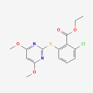 molecular formula C15H15ClN2O4S B12905413 Ethyl 2-chloro-6-[(4,6-dimethoxypyrimidin-2-yl)sulfanyl]benzoate CAS No. 123343-07-7