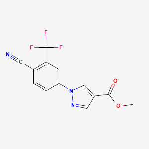 molecular formula C13H8F3N3O2 B12905418 Methyl 1-(4-cyano-3-(trifluoromethyl)phenyl)-1H-pyrazole-4-carboxylate 