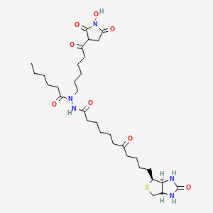 molecular formula C32H51N5O8S B12905605 N'-Hexanoyl-N'-(6-(1-hydroxy-2,5-dioxopyrrolidin-3-yl)-6-oxohexyl)-7-oxo-11-((3aS,4S,6aR)-2-oxohexahydro-1H-thieno[3,4-d]imidazol-4-yl)undecanehydrazide 